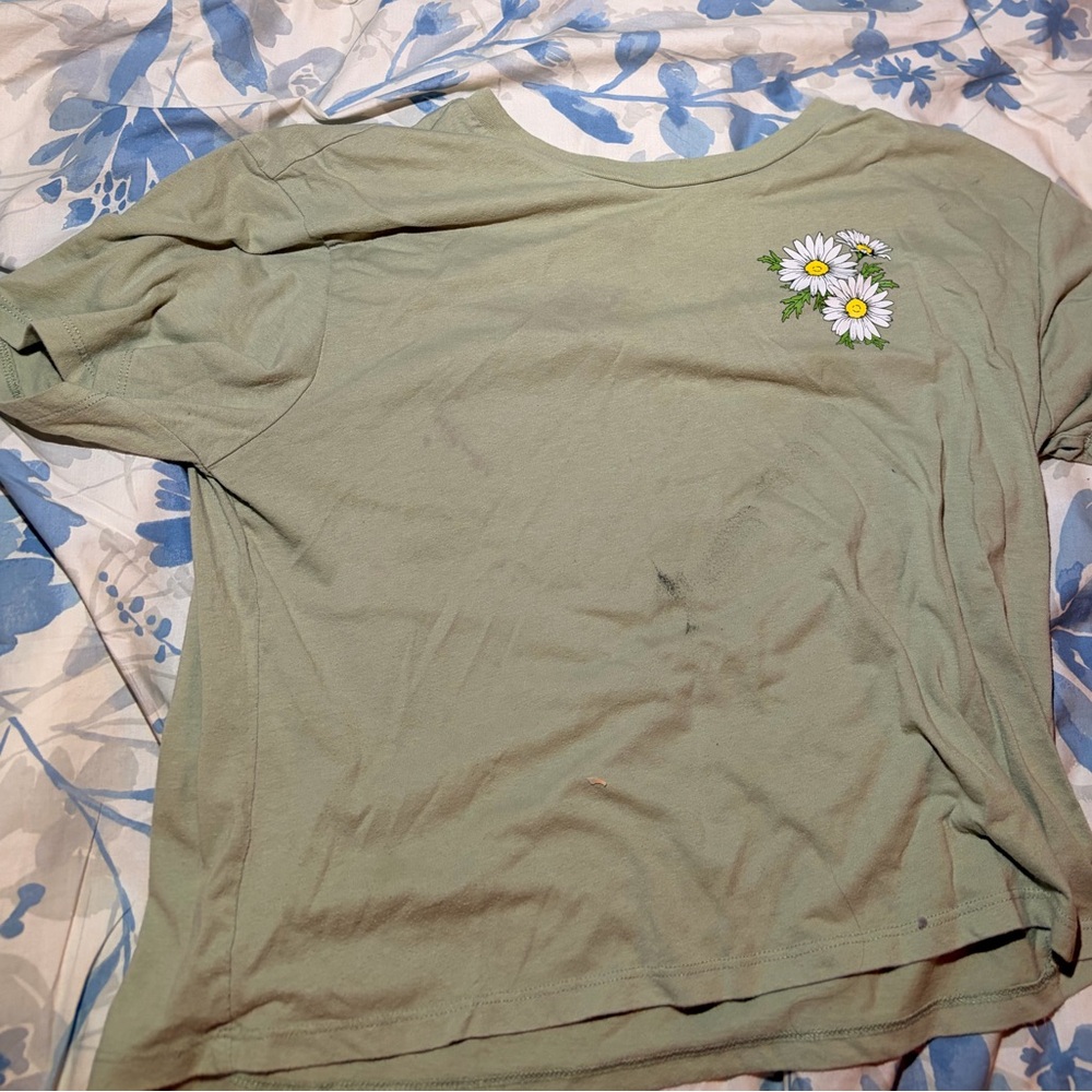 Target Green Crop Top with Daisy Design